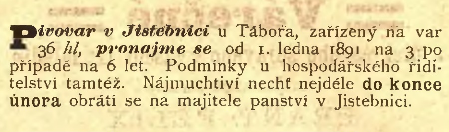 Pivovar v Jistebnici u Tábora